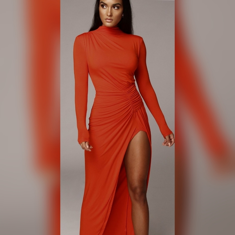 Orange Martyna High Slit Dress